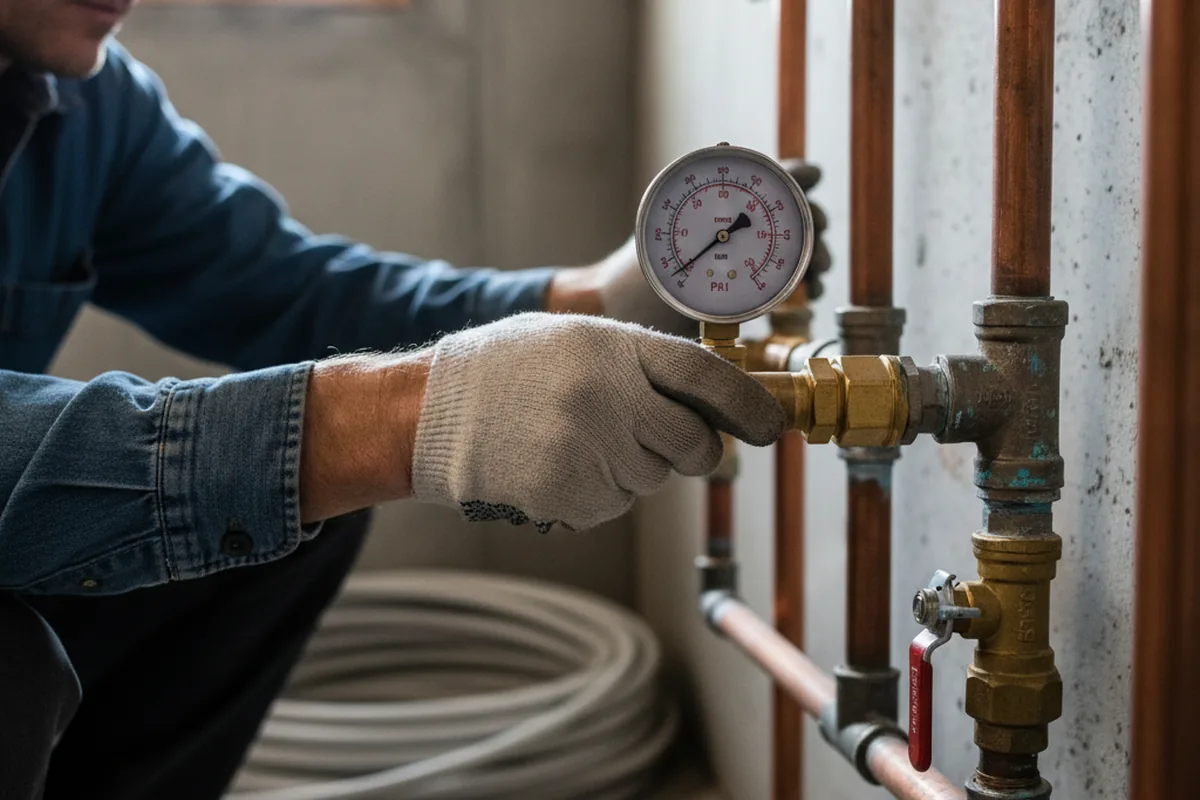Pressure testing a repaired line during Water Line Repair in Constantia